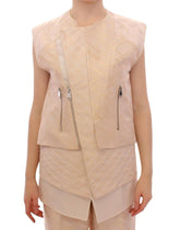 Zeyneptosun Beige brocade sleeveless jacket -   -  Zeyneptosun.